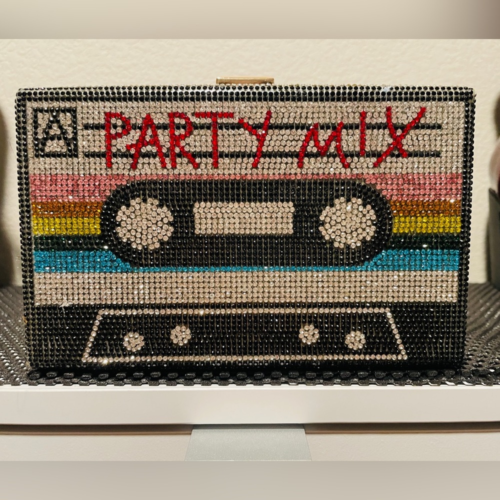 Retro Cassette Tape Clutch w/ gold chain strap. NWT